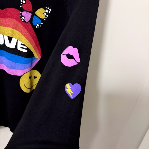 Lauren Moshi Anela Sweatshirt Love Collage Onyx - Picture 6 of 12